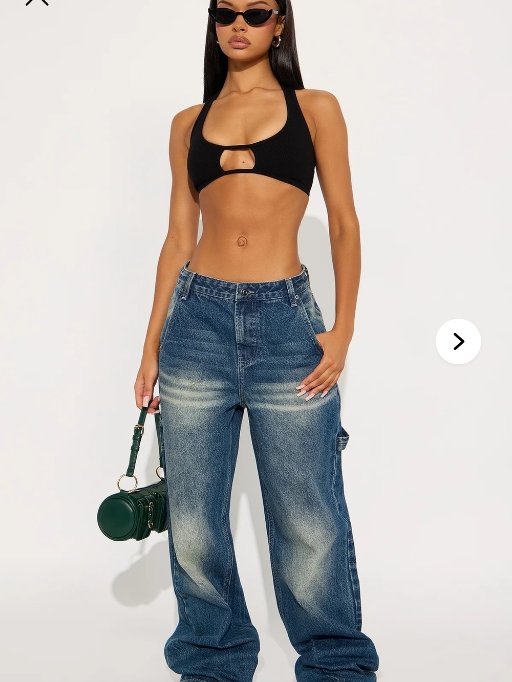 Fashion Nova Distressed Washed Blue Wide-Leg Jeans